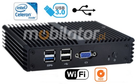Wytrzymay Komputer Przemysowy Fanless MiniPC mBOX Q190G4N HDD WiFi